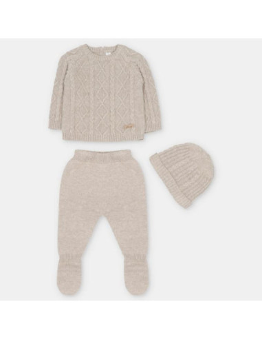 CONJUNTO LANA 3 PIEZAS OCHOS CAMEL...