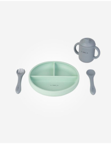 SET VAJILLA SILICONA FOOD&FUN VERDE...