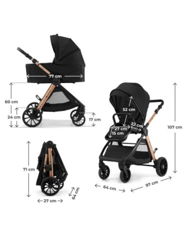 COCHECITO VESTO 2 EN 1 BLACK KINDERKRAFT