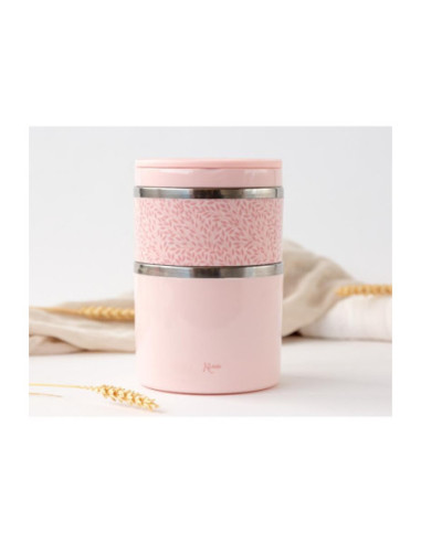 TERMO SOLIDOS 930ML HOJAS ROSA KIO KIDS
