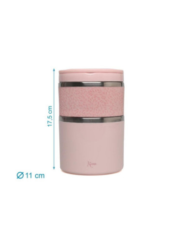 TERMO SOLIDOS 930ML HOJAS ROSA KIO KIDS