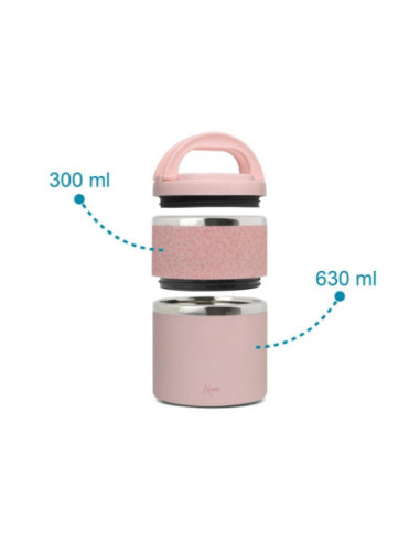 TERMO SOLIDOS 930ML HOJAS ROSA KIO KIDS