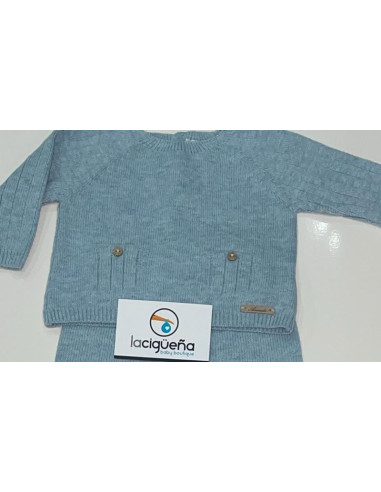 CONJUNTO LANA SABBIA CELESTE GRISACEO...