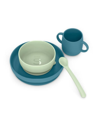 VAJILLA SILICONA VERDE AZUL SUAVINEX