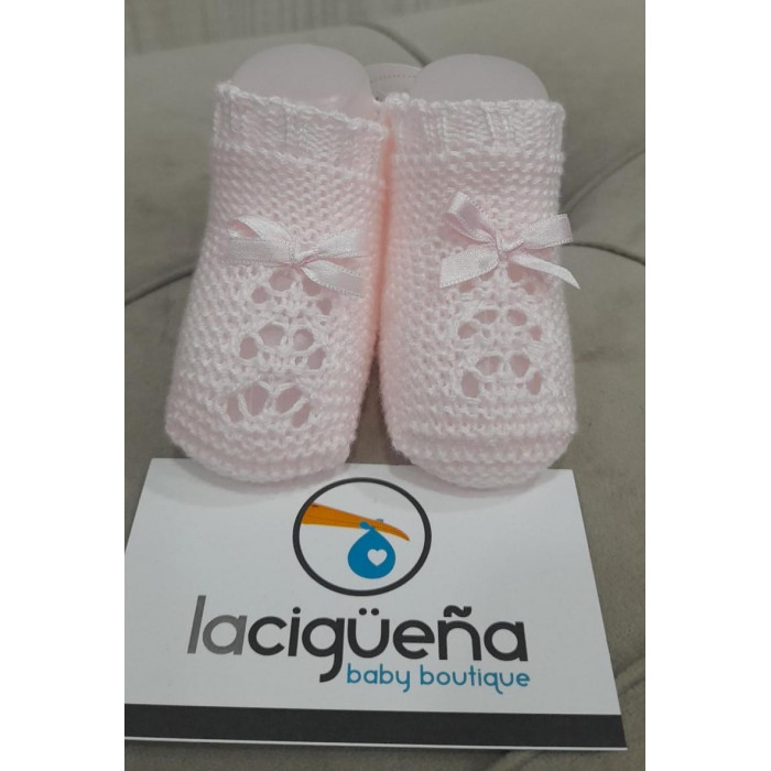 BOTITA HILO CALADO LAZO ROSA