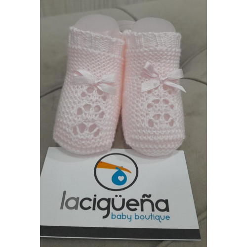 BOTITA HILO CALADO LAZO ROSA