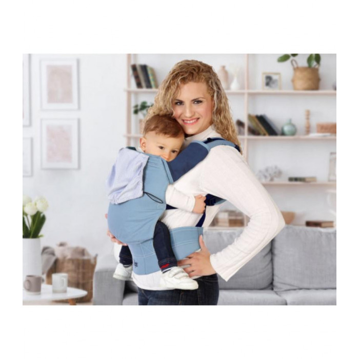 MOCHILA PORTABEBE AZUL CON GORRO...