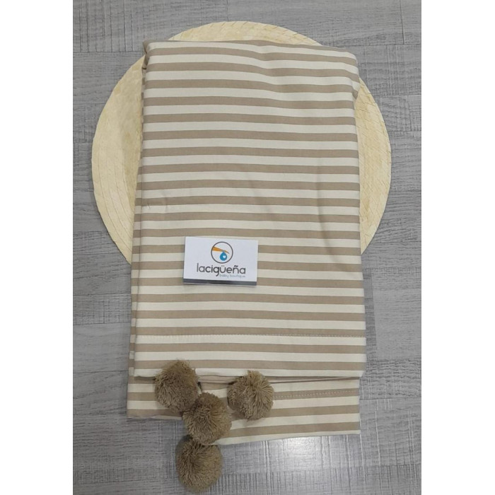 MANTA POLAR RAYAS CAMEL BEIG