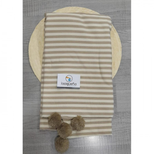 MANTA POLAR RAYAS CAMEL BEIG