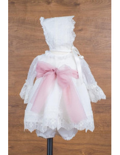 VESTIDO+GORRO+BRAGA ORGANZA...