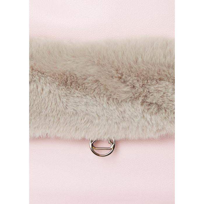 BOLSO SILLA PIEL ROSA DETALLE PELITO GRI