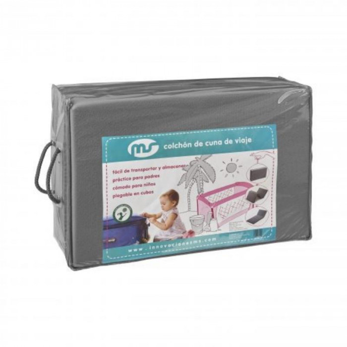 COLCHÓN CUNA VIAJE PLEGABLE GRIS