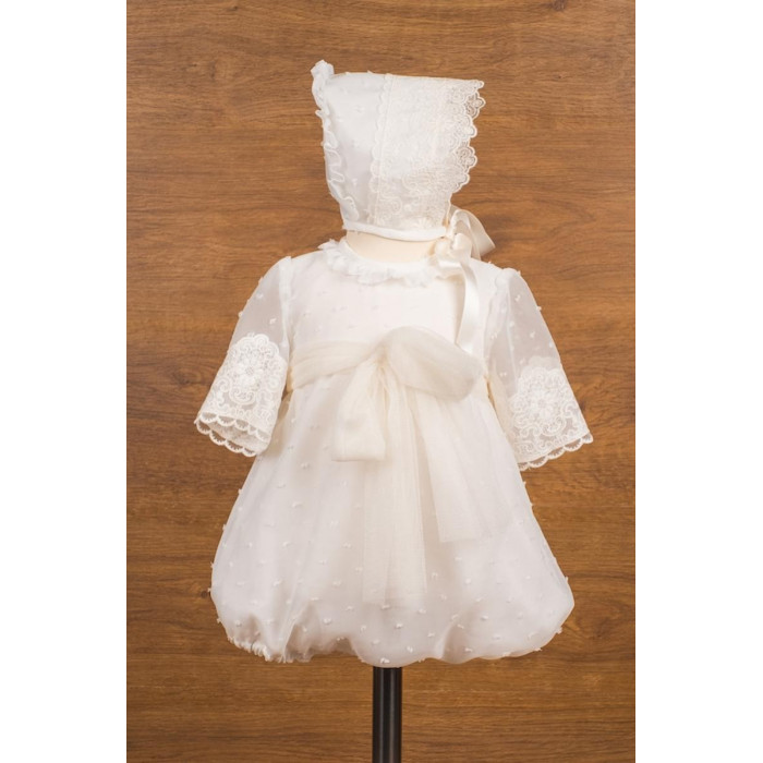 PELELE M/L+GORRO PLUMETI ORGANZA BEIG