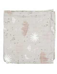 MUSELINA BAMBU FLORAL GRIS...