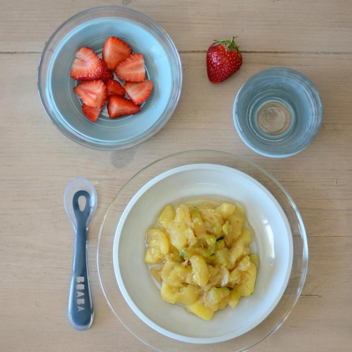 SET VAJILLA CRISTAL Y SILICONA AZUL