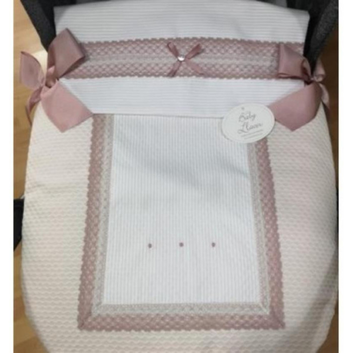 COLCHA COCHE 3553 ROSA JARETAS BLANCO