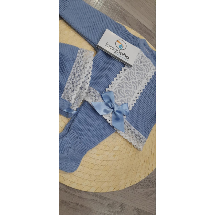 CONJ.3P LANA TACHON ENCAJE VERTICAL AZUL