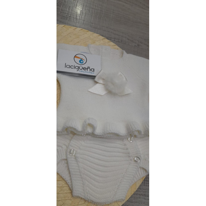 CONJ.4P LANA RANITA BEIG LAZO POM POM