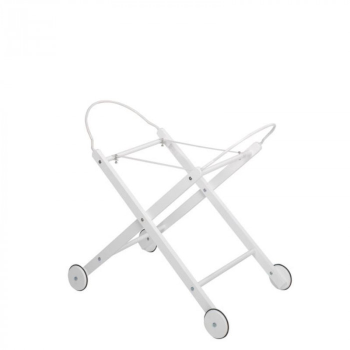 SOPORTE CAPAZO MADERA CON RUEDAS BLANCO