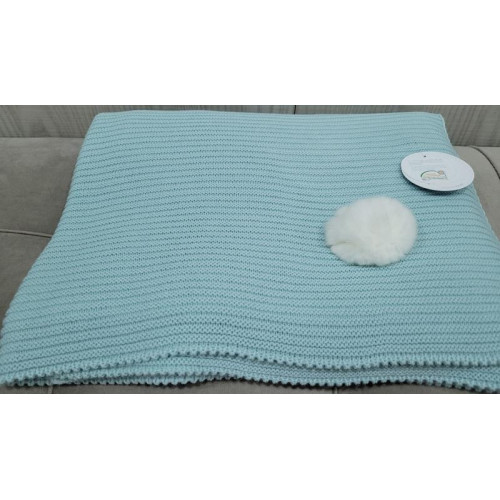 MANTA LANA VERDE POM POM