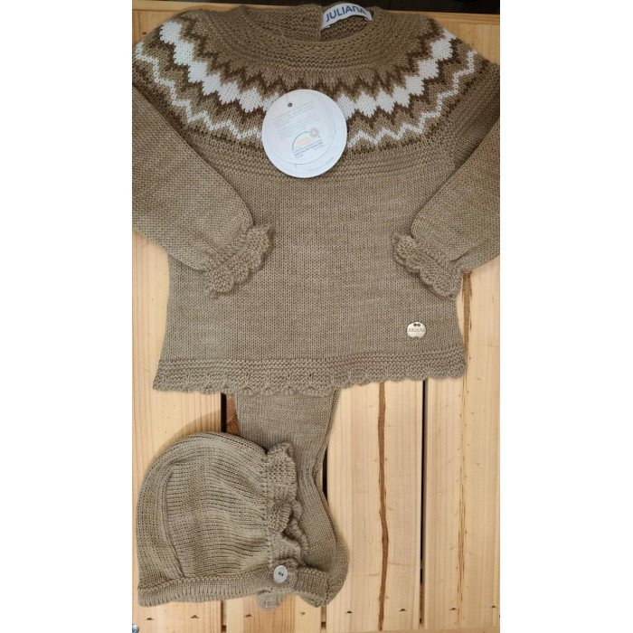 CONJ. 3P LANA CAMEL CUELLO ZIG ZAG BLA