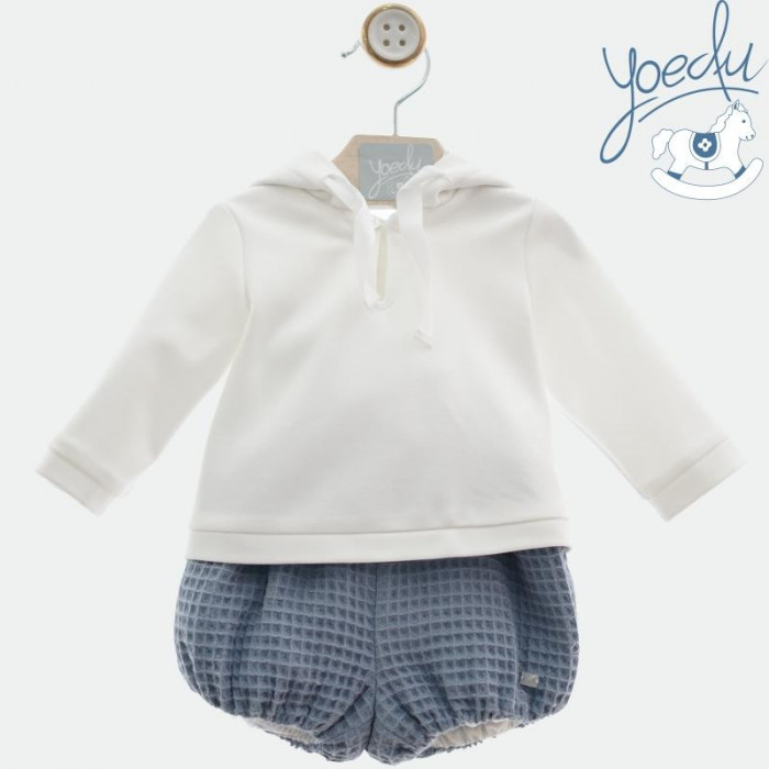 SUDADERA CON GORRO BEIG+BRAGA AZUL HOMER