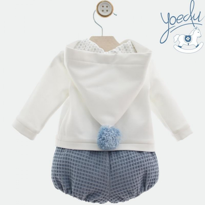 SUDADERA CON GORRO BEIG+BRAGA AZUL HOMER