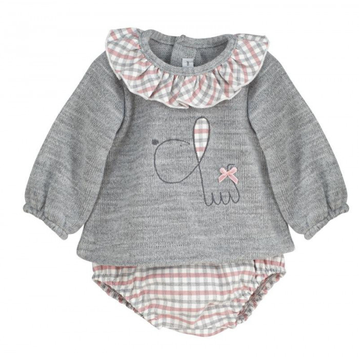 JERSEY M/L GRIS+RANITA CUADROS PERRO...