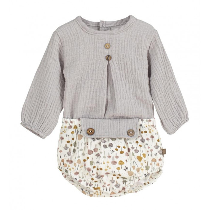 CAMISA M/L GRIS+BRAGA NIÑO SETAS