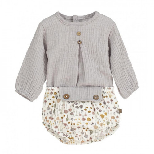 CAMISA M/L GRIS+BRAGA NIÑO...