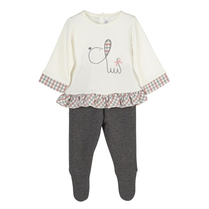 CONJ.2P M/L TUNDIDO CUADROS PERRITO ROSA