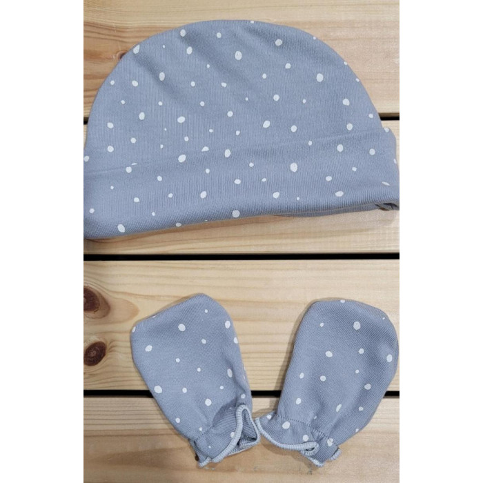 SET GORRITO Y MANOPLAS COPOS GRIS