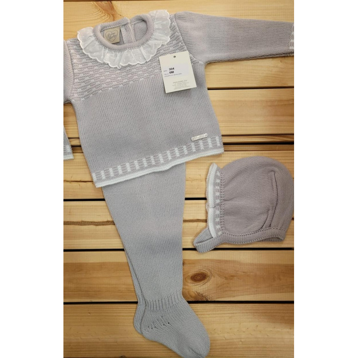 CONJ.3P LANA PECHERIN GRIS CUELLO...