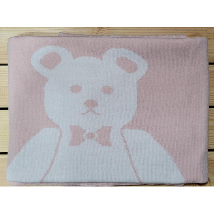 MANTA LANA REVERSIBLE OSITO ROSA BLA