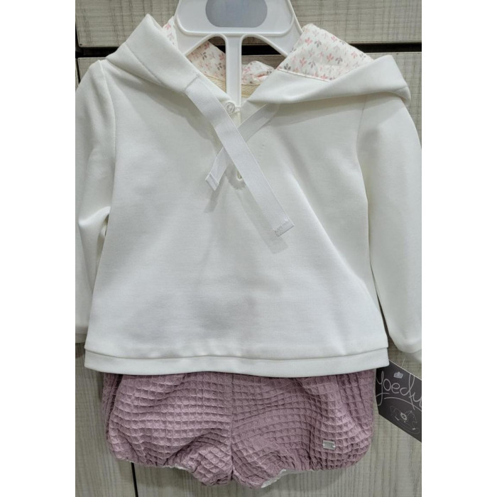 SUDADERA CON GORRO BEIG+BRAGA ROSA HOMER