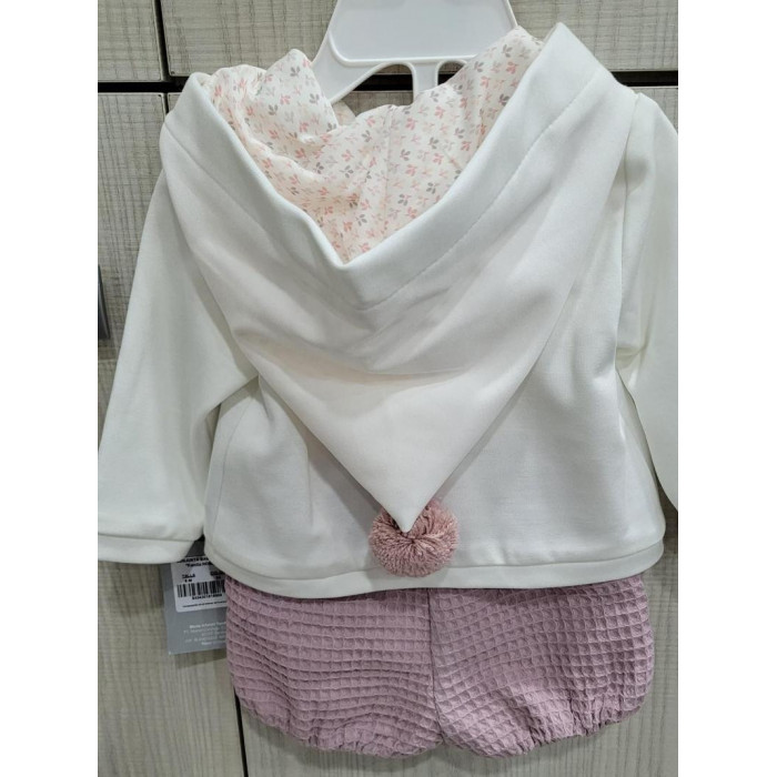 SUDADERA CON GORRO BEIG+BRAGA ROSA HOMER