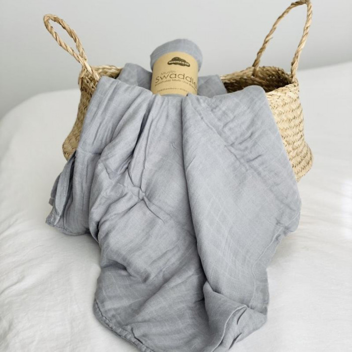 MUSELINA ALGODON BAMBU GRIS