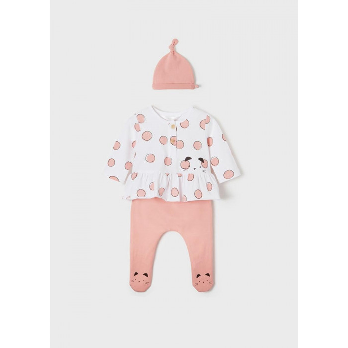 CONJ.2P ALGODON M/L+GORRITO LUNAR CORAL