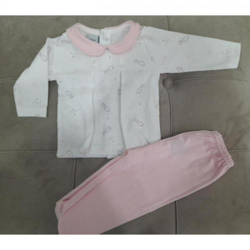 CONJ.2P ALGODON M/L PECES ROSA