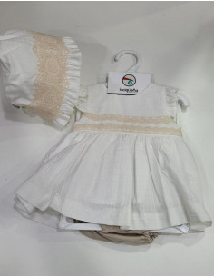 VESTIDO+BRAGA+GORRO BEIG...