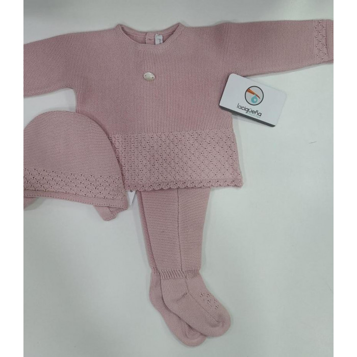 CONJ.3P HILO M/L ROSA EMP BAJO CALADO