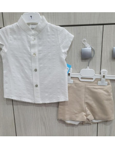 CAMISA M/C BEIG + PANTALON...