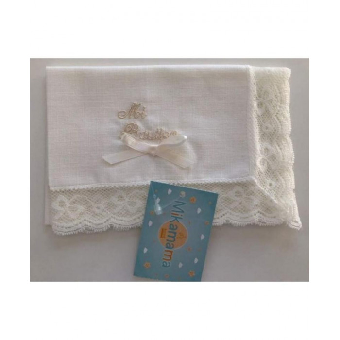 PAÑUELO MI BAUTIZO LINO BORDADO BEIG...