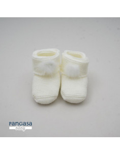 BOTITA LANA BEIG POM POM...