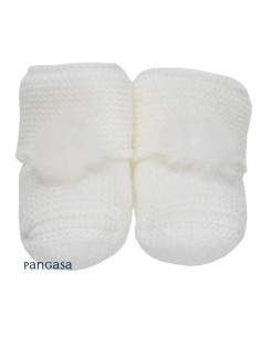 BOTITA LANA BLANCO POM POM...