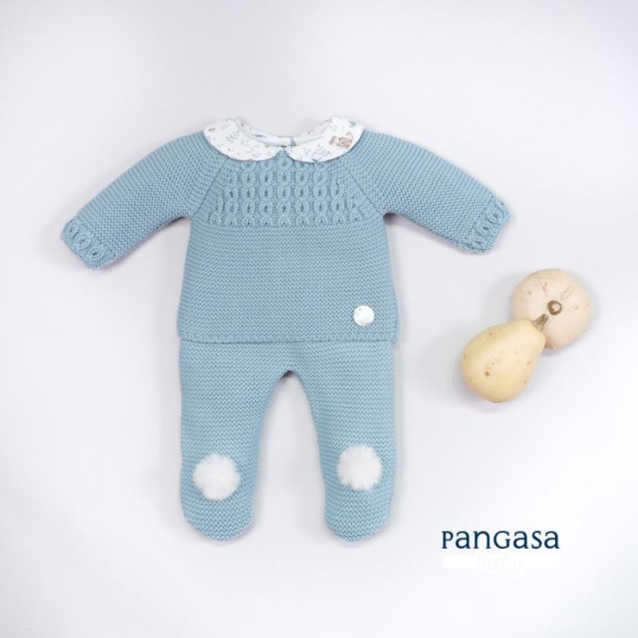 CONJUNTO 3 PIEZAS LANA VERDE MAR...