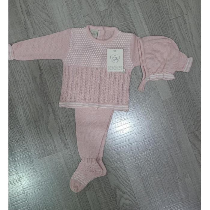 CONJ.3P LANA OCHOS TRENZADOS ROSA EMP