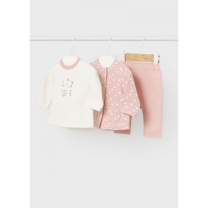 CHANDAL 3P ALGODON CORAZONES ROSA BLANCO