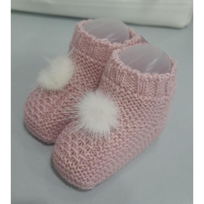 BOTITAS LANA ROSA POM POM BEIG