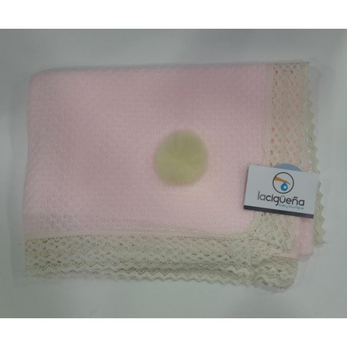 CHAL LANA ROSA POMPOM BOLILLO BEIG